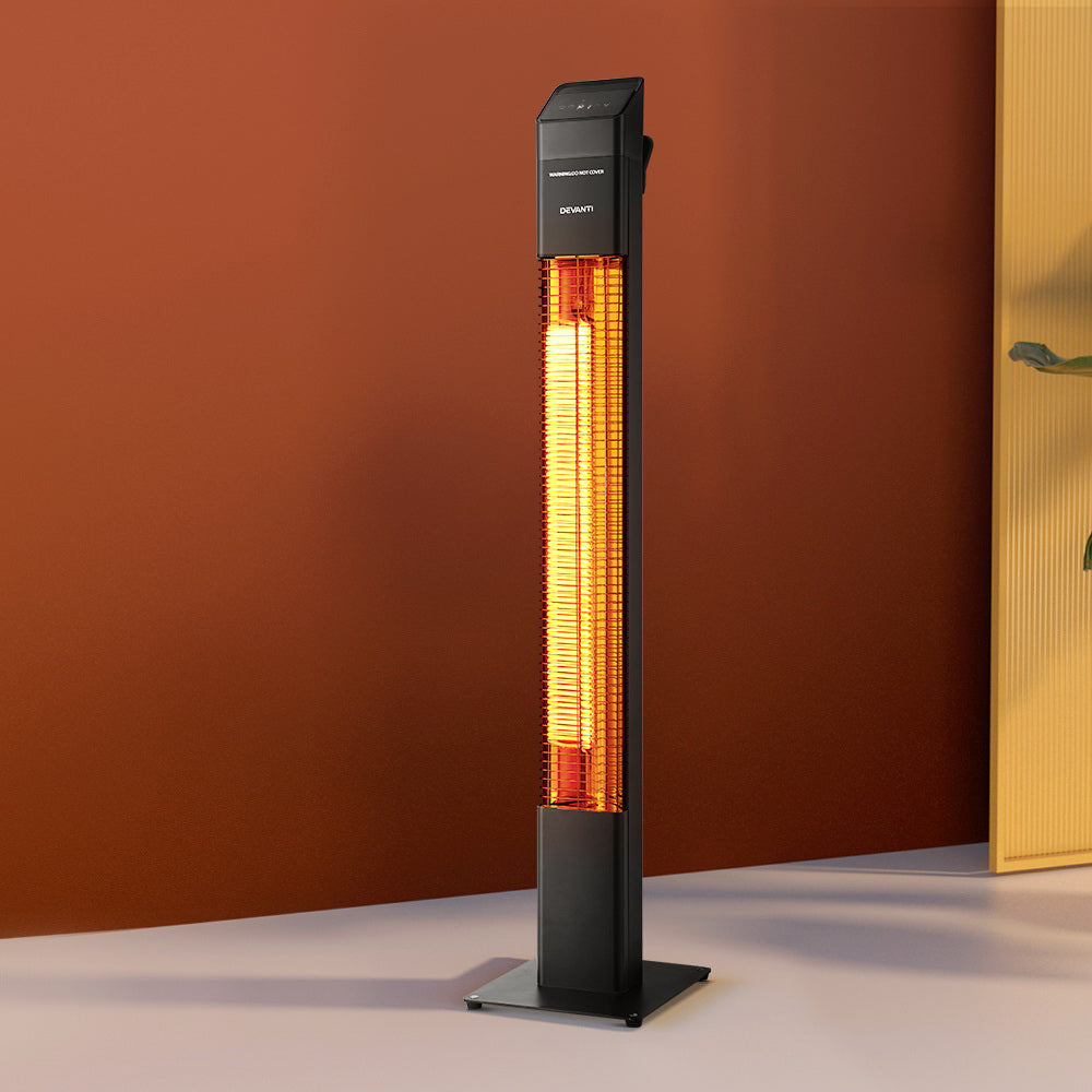 Devanti 2000W Radiant Tower Heater Electric Portable Black