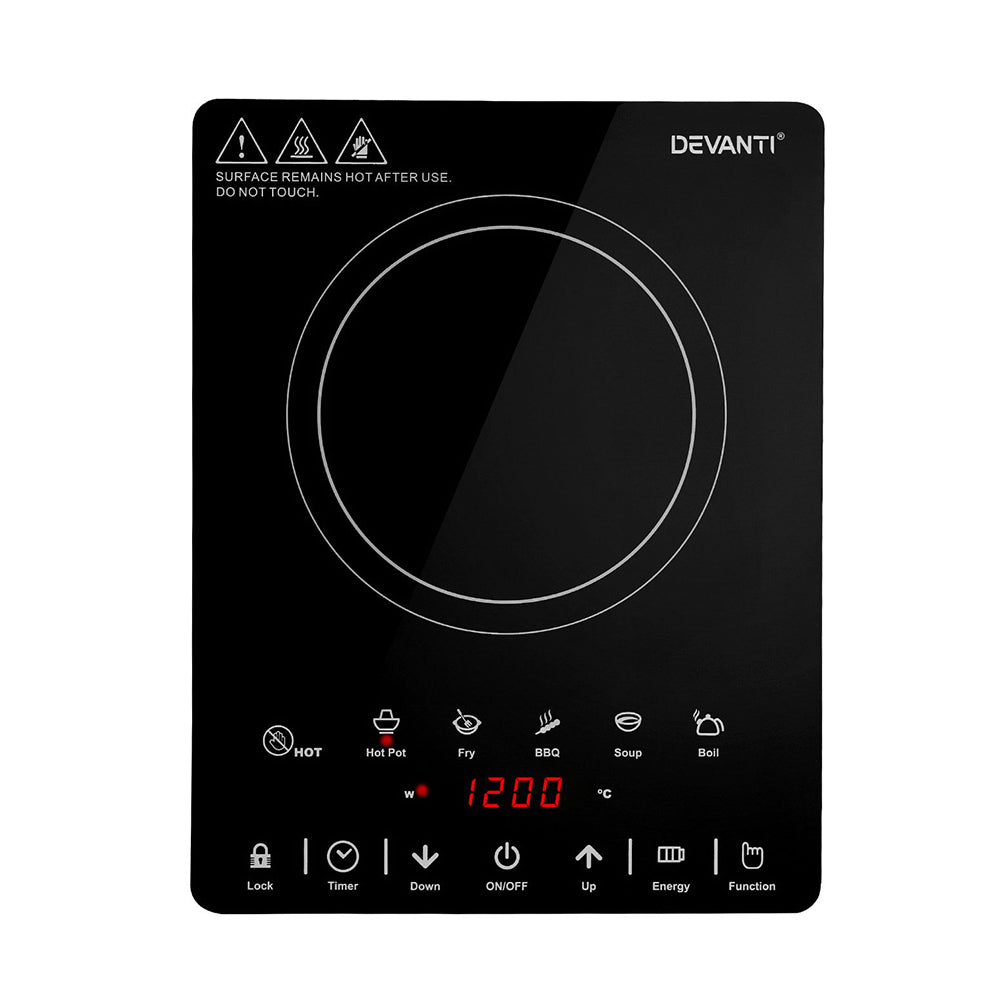Devanti 30cm Electric Ceramic Cooktop Single Burner Black