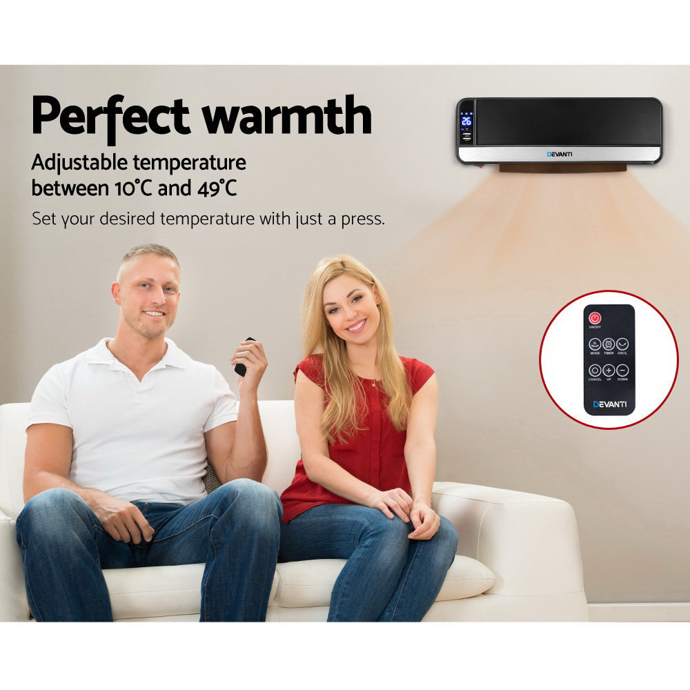 Devanti 2000W Ceramic Wall Heater Black
