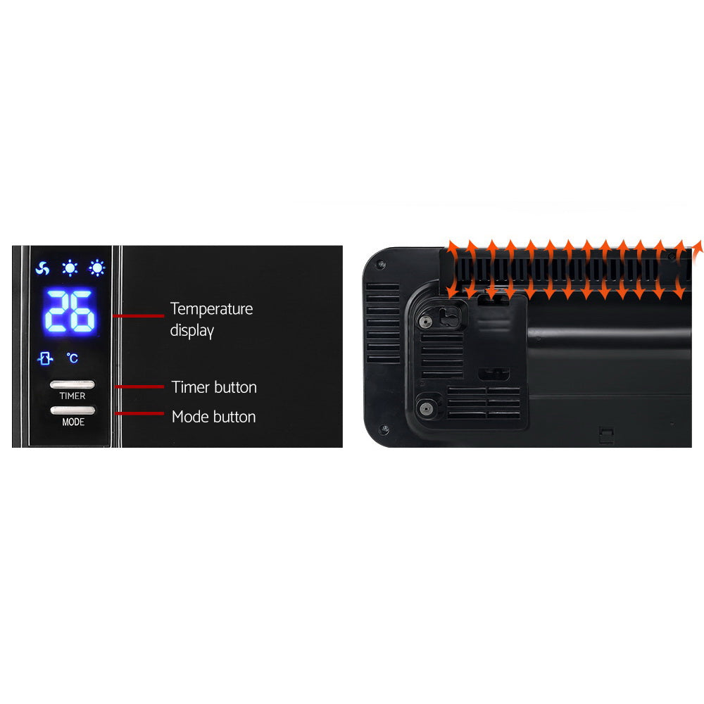 Devanti 2000W Ceramic Wall Heater Black