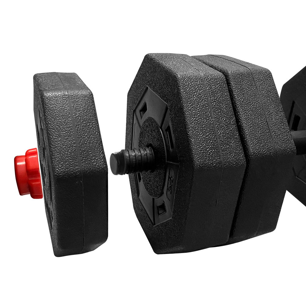 Everfit 40kg Adjustable Dumbbells Barbell Set Black/Red