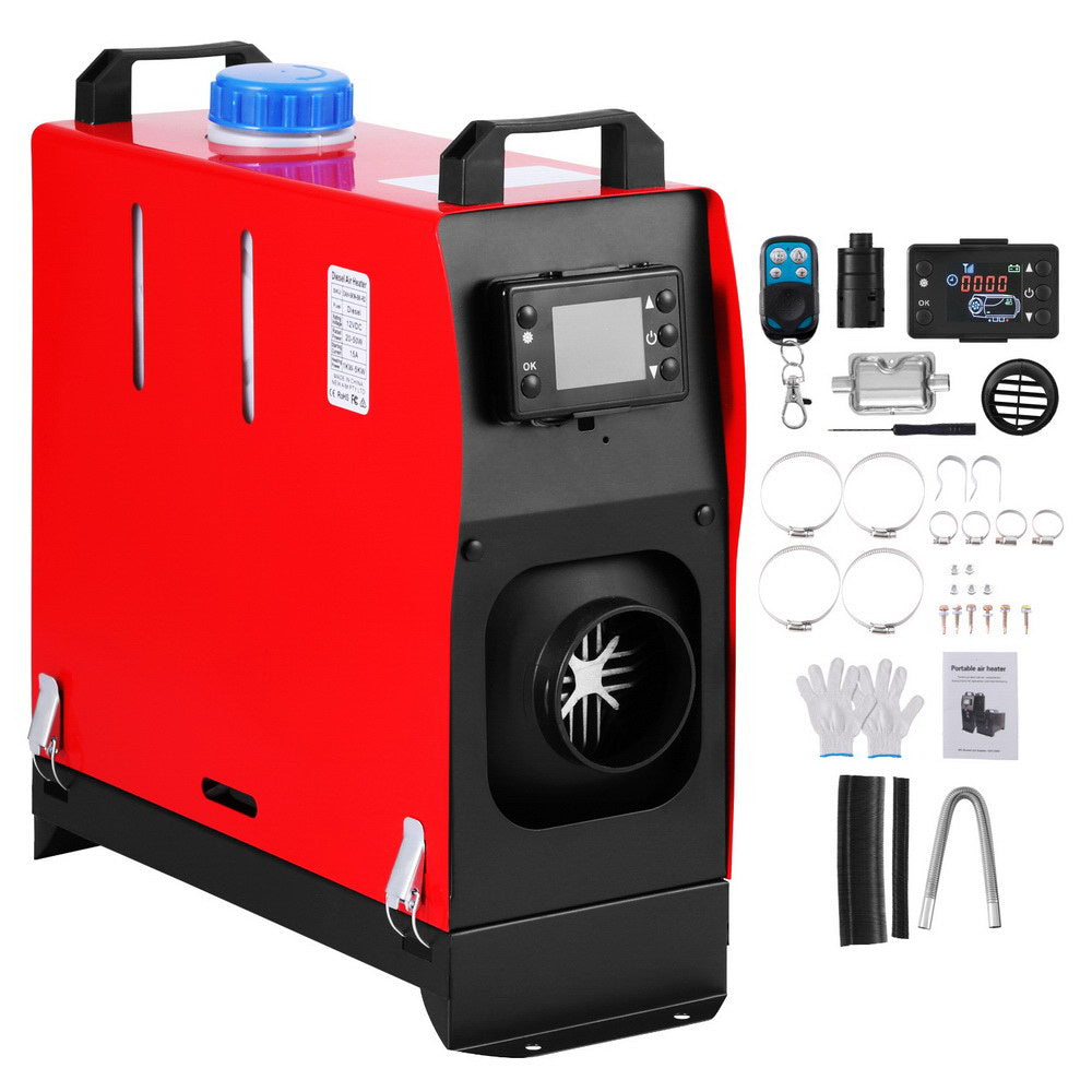 Giantz 5KW Diesel Air Heater 12V LCD Remote Black Red for RVs and Machinery