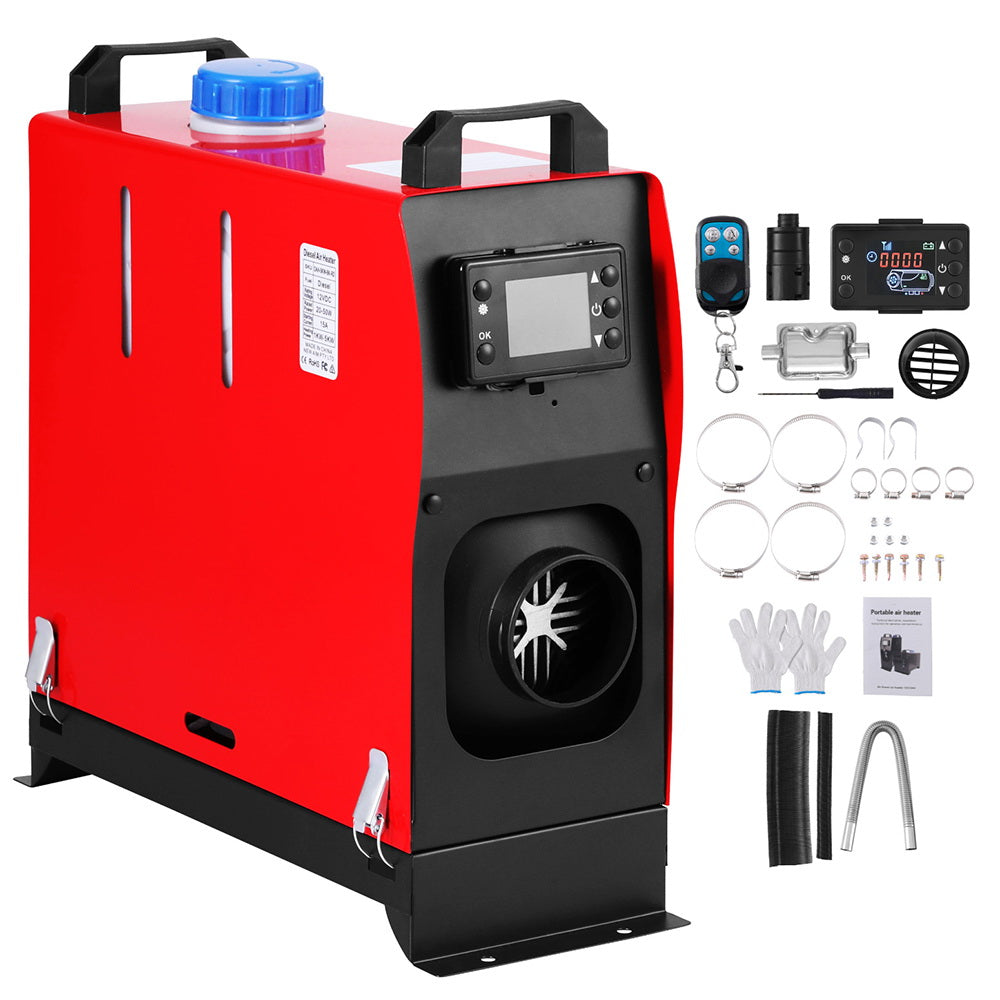 Giantz 5KW Portable Diesel Air Heater 12V LCD Remote Black/Red