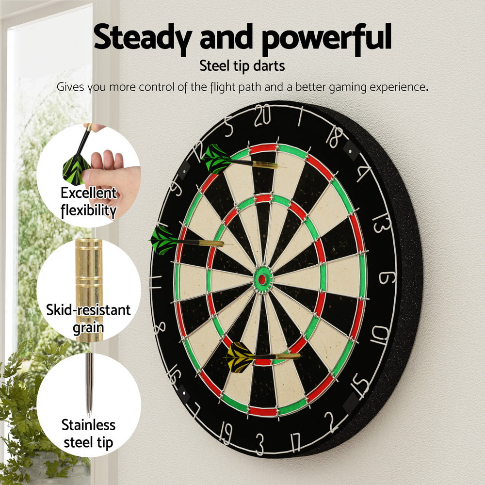 18" Competition Dartboard Set Steel Darts Self-Healing Sisal