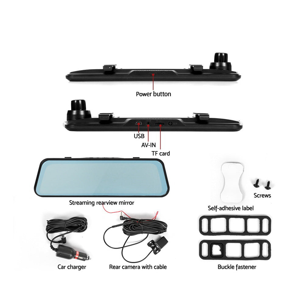 UL-tech 9.66" 1080P Dash Camera Front Rear View Car DVR Black