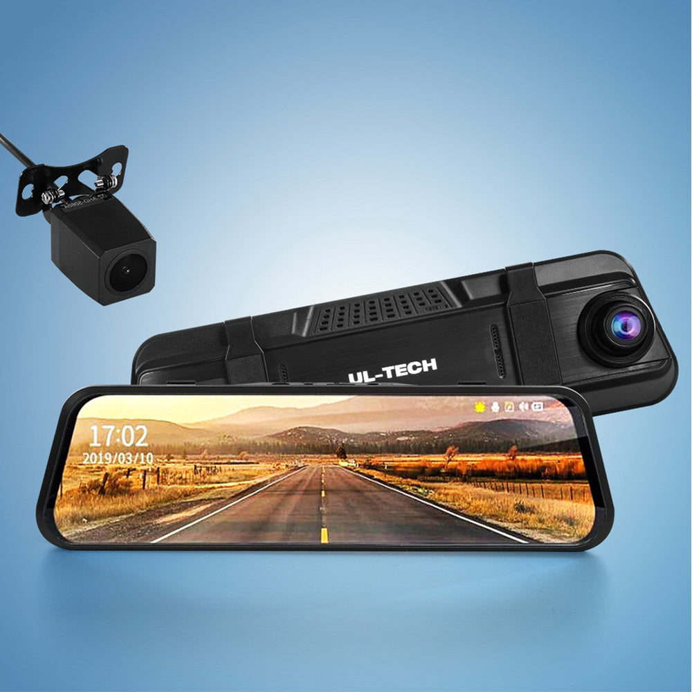UL-tech 9.66" 1080P Dash Camera Front Rear View Car DVR Black
