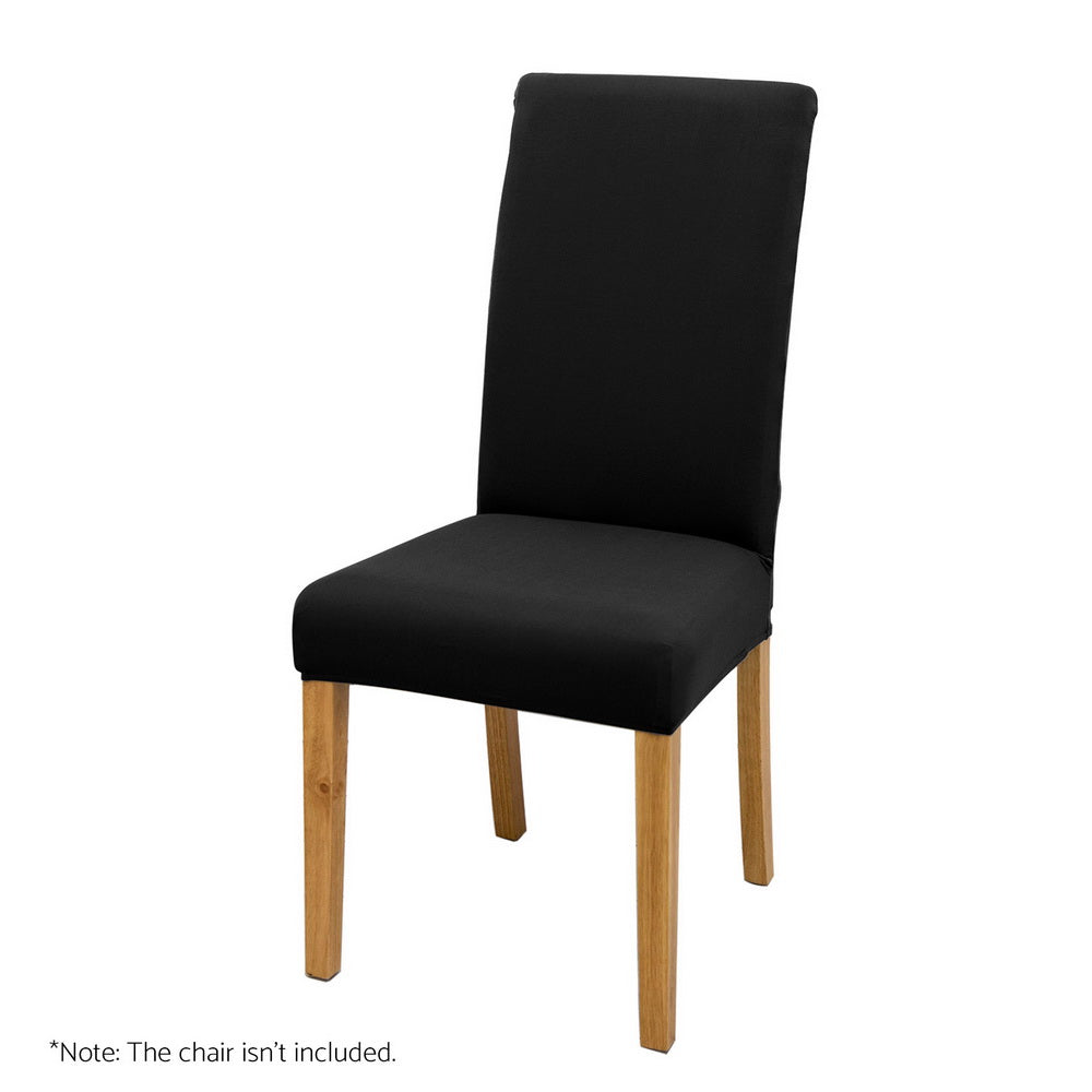 Black Spandex Stretch Dining Chair Slipcovers 4-Pack