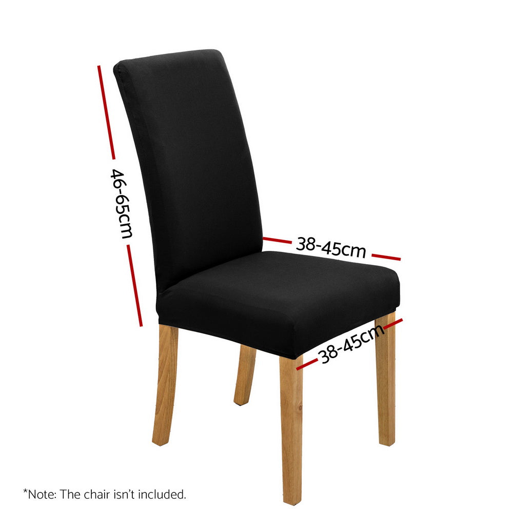Black Spandex Stretch Dining Chair Slipcovers 4-Pack