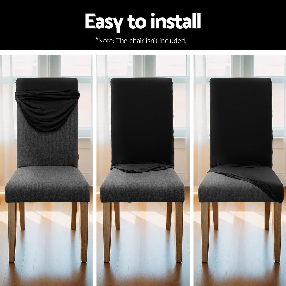 Black Spandex Stretch Dining Chair Slipcovers 4-Pack