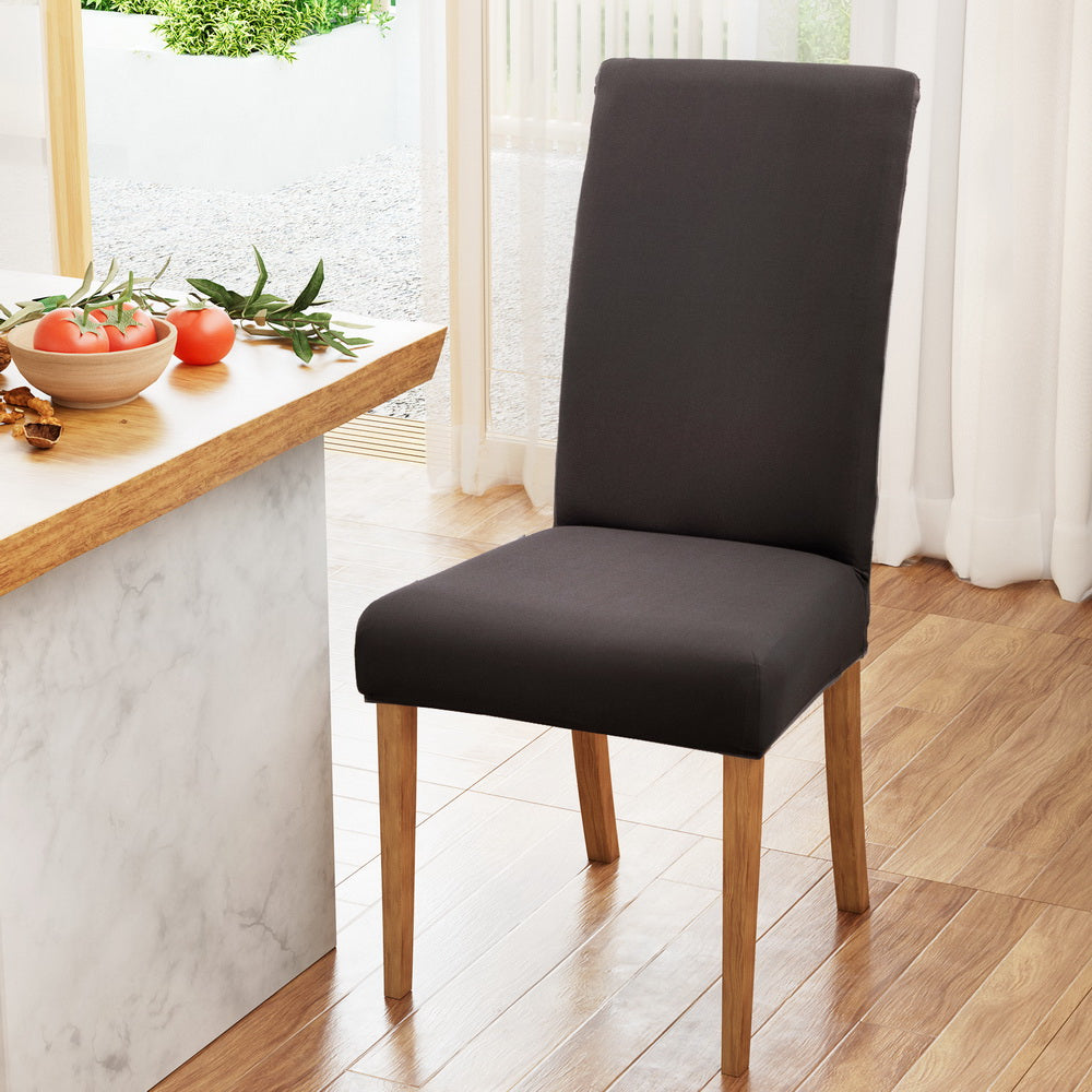 Artiss 6x Dining Chair Slipcovers Spandex Stretch Dark Grey