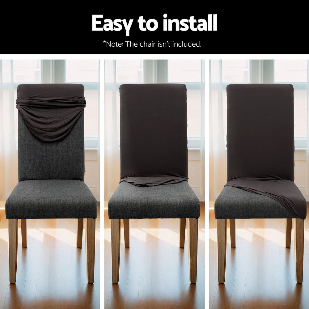 Artiss 6x Dining Chair Slipcovers Spandex Stretch Dark Grey