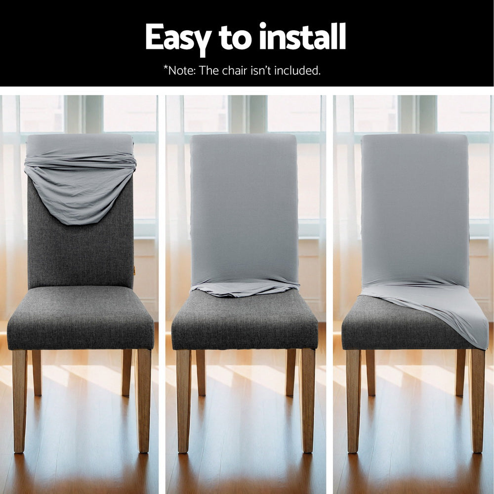 Artiss 6x Dining Chair Slipcovers Stretch Spandex Grey