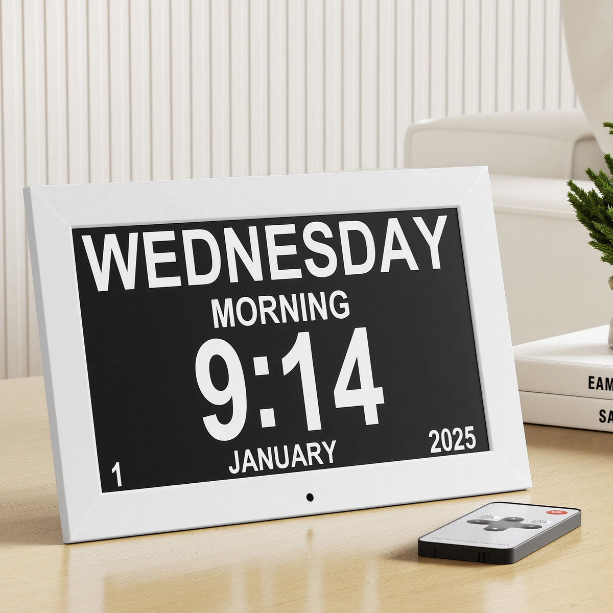 Artiss 10-Inch Digital Day Clock with Alarm and Calendar White