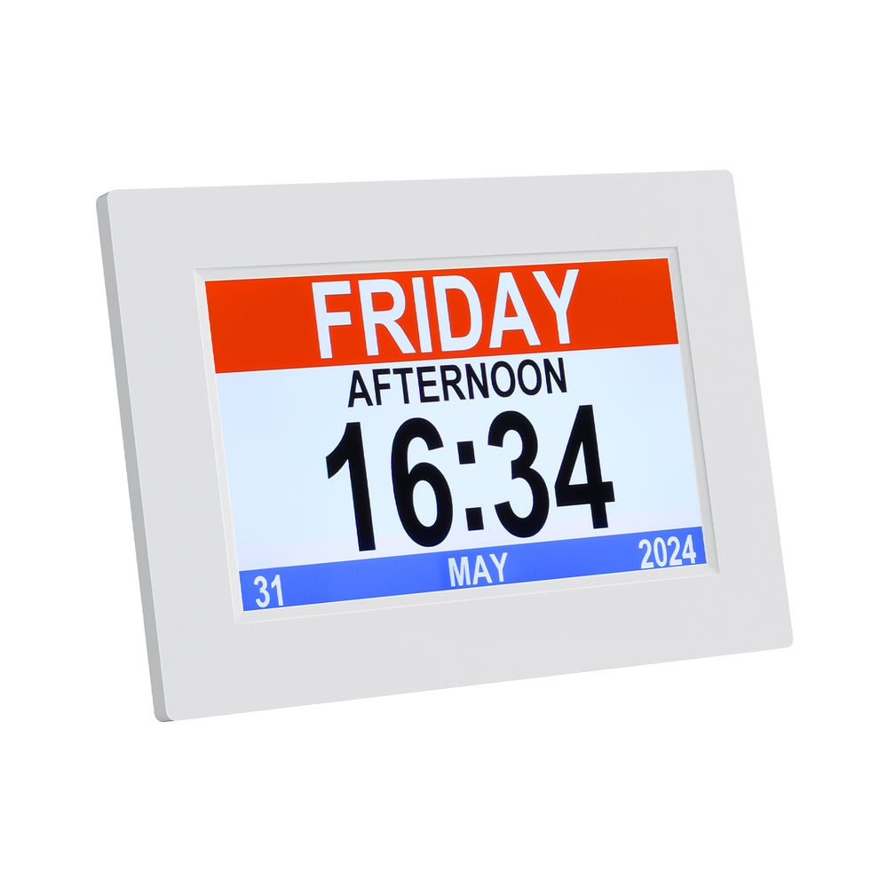 Artiss 8-Inch Digital Day Clock Calendar Alarm White