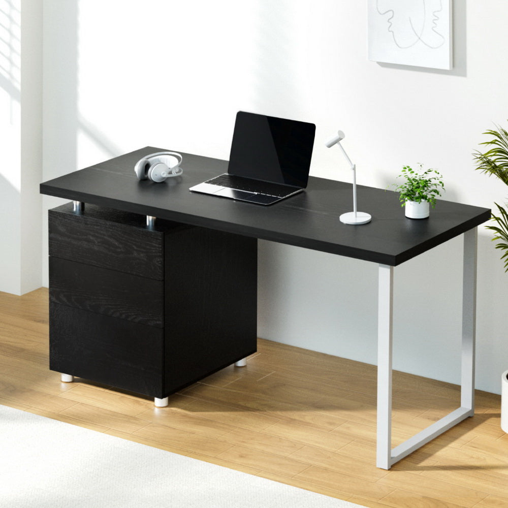 Artiss 140CM Computer Desk 3-Drawer Black