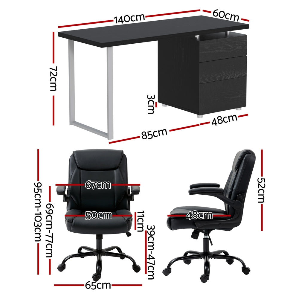 Artiss Executive Desk and Chair Set Black