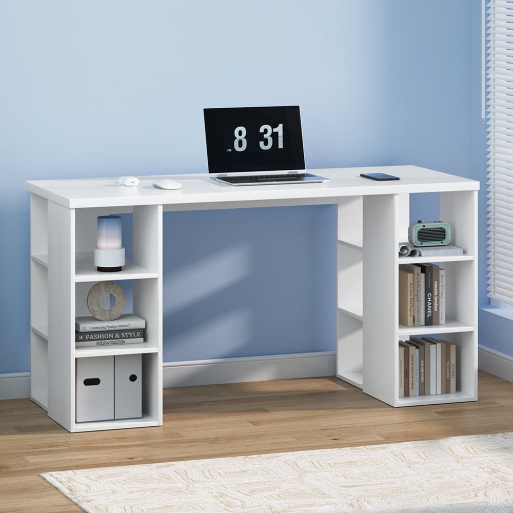 White 150cm Computer Desk with Bookshelf