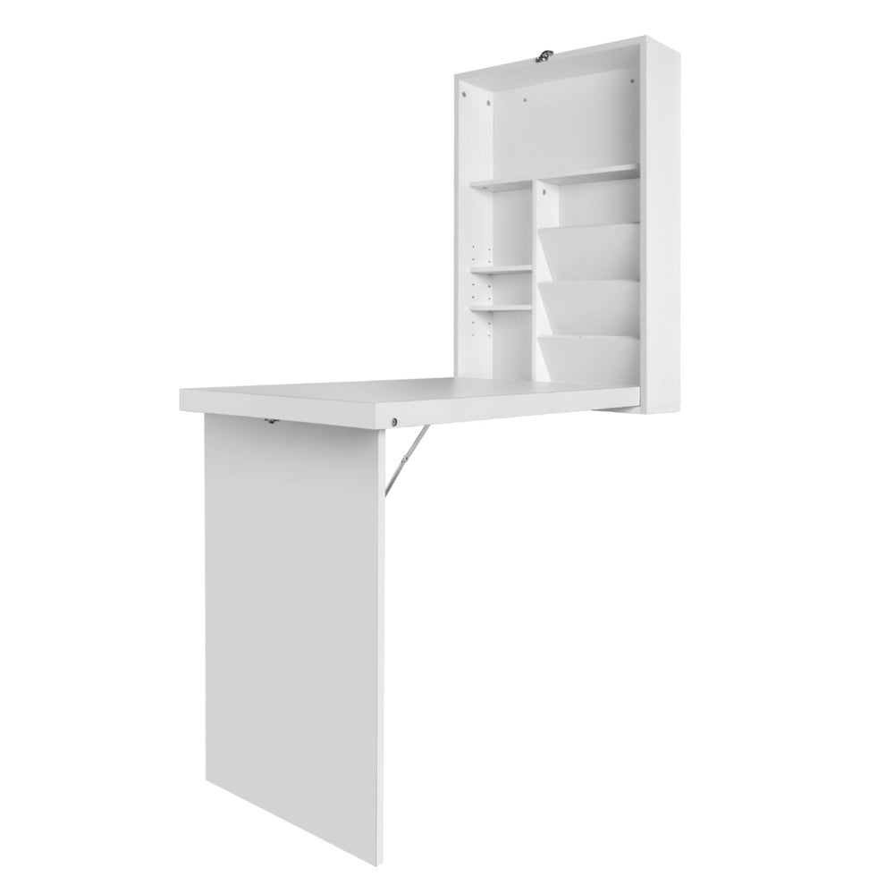 Artiss Foldable Computer Desk Wall-Mounted Bookshelf White