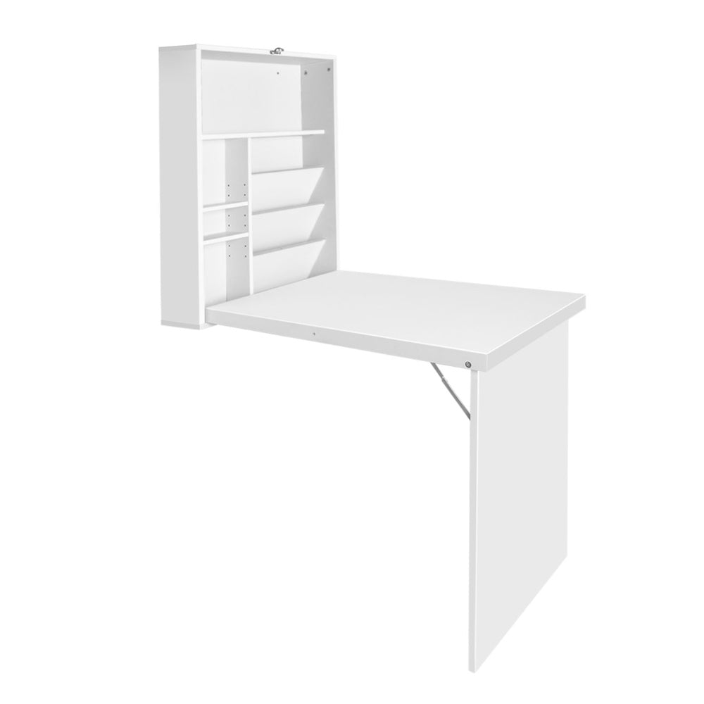 Artiss Foldable Computer Desk Wall-Mounted Bookshelf White
