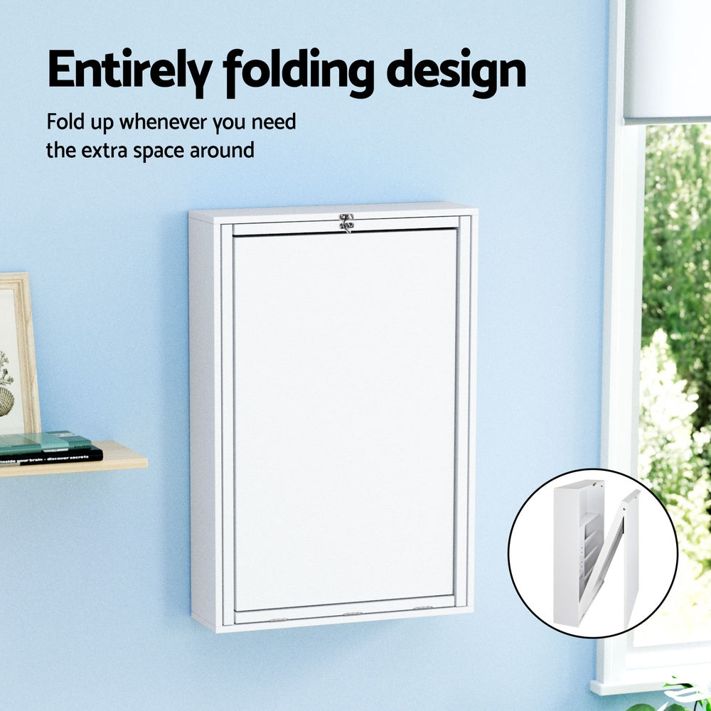 Artiss Foldable Computer Desk Wall-Mounted Bookshelf White