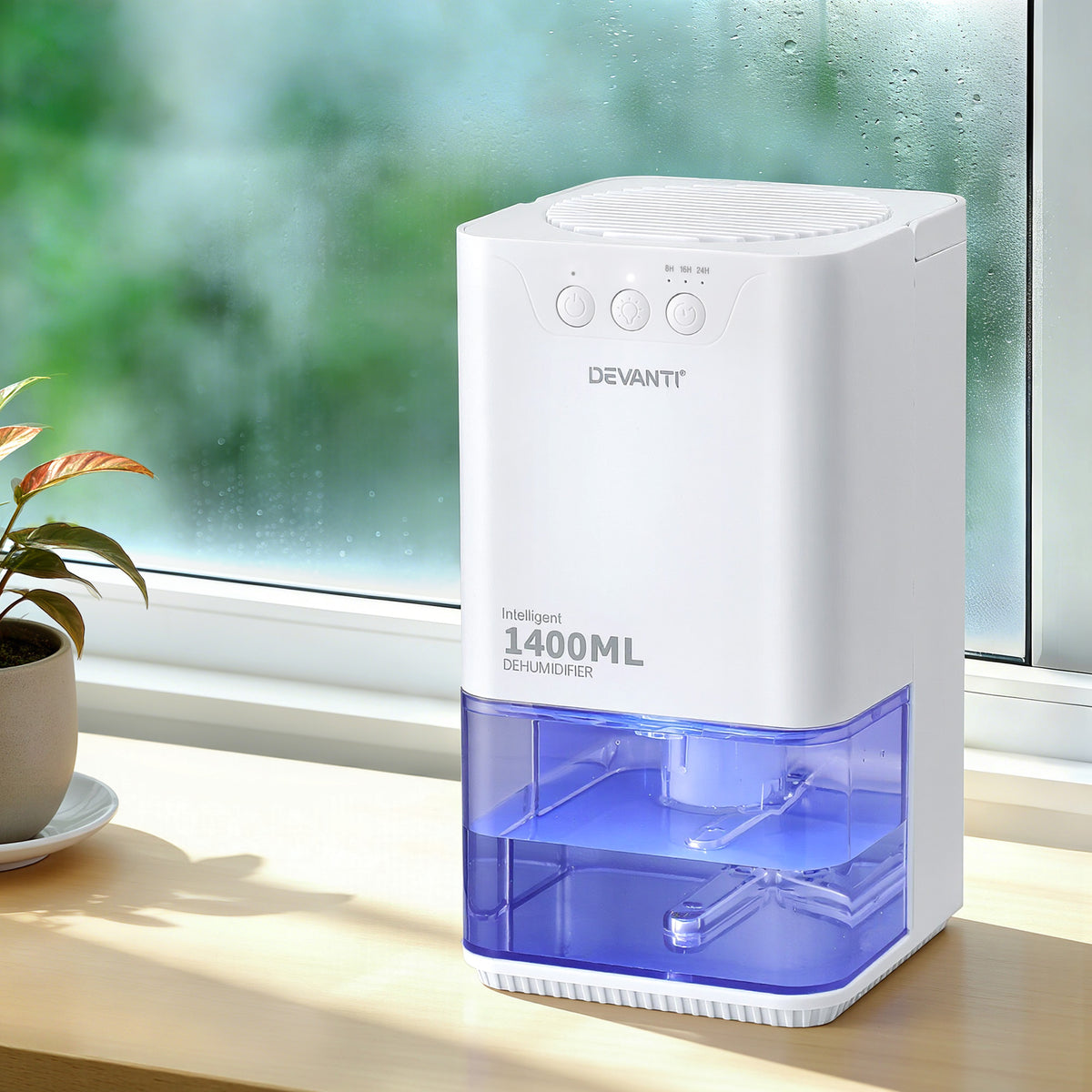 Devanti Portable Dehumidifier 1400ml Sleep Mode Timer White