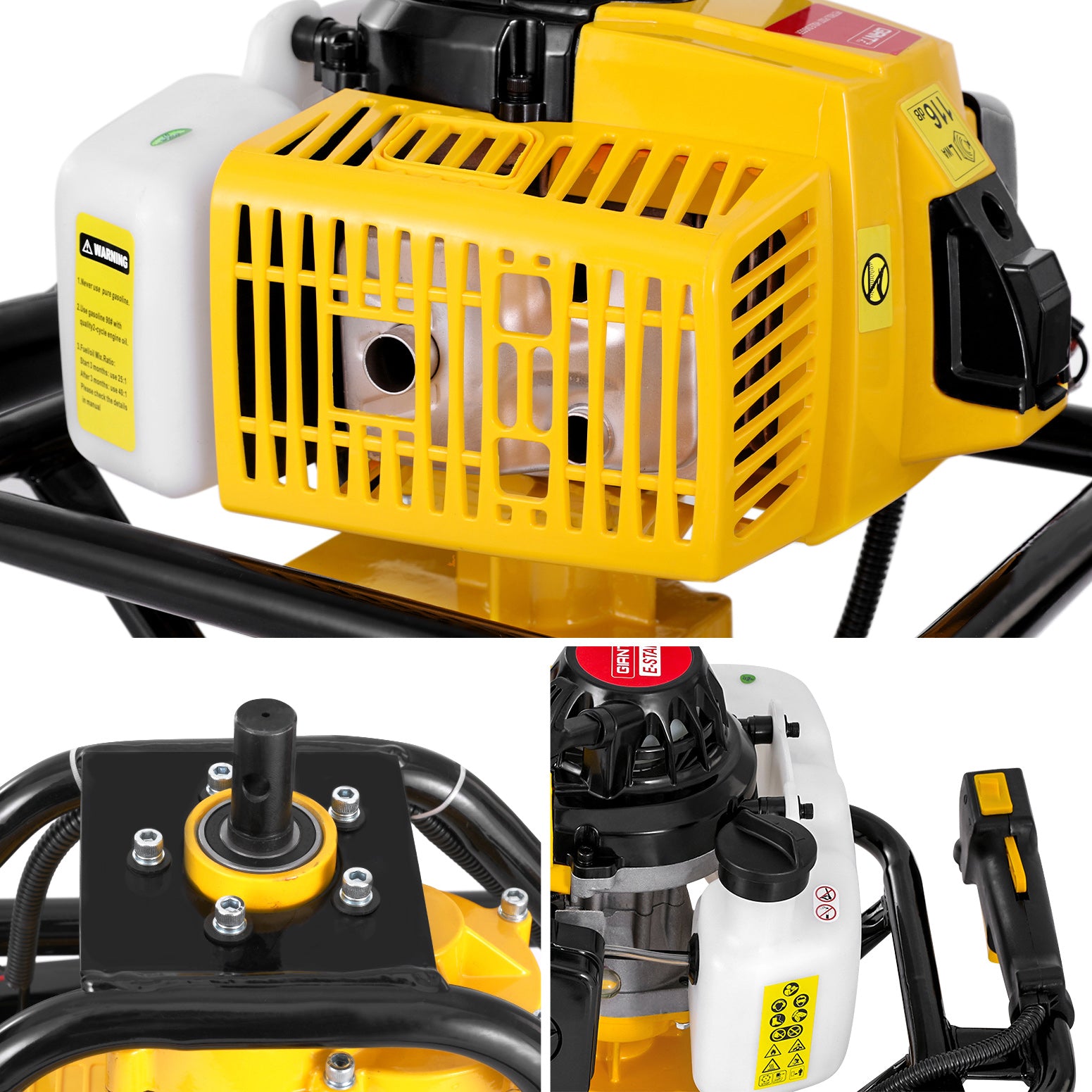 Giantz 82CC Petrol Post Hole Digger Engine Yellow