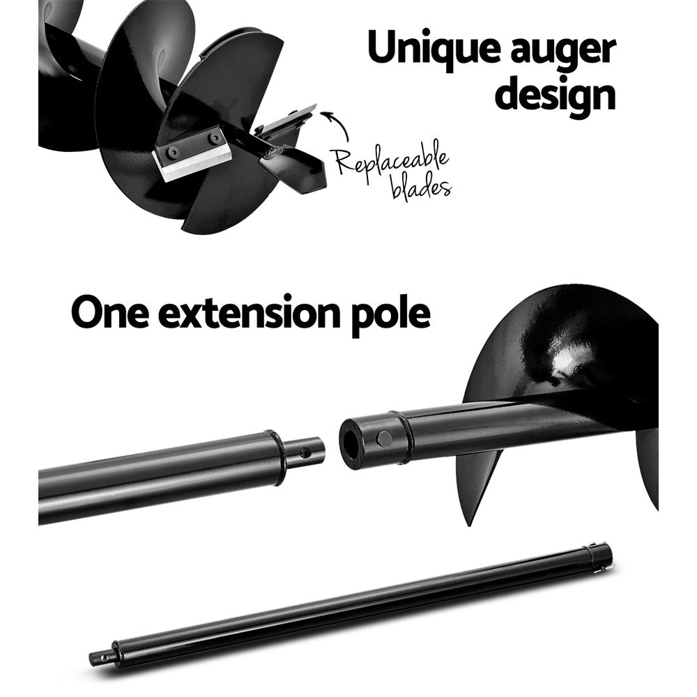 Giantz 92CC Petrol Post Hole Digger 200mm Auger Drill Extension