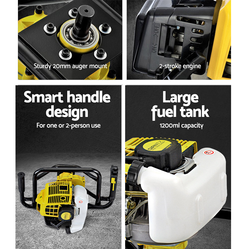 Giantz 92CC Petrol Post Hole Digger Motor Yellow