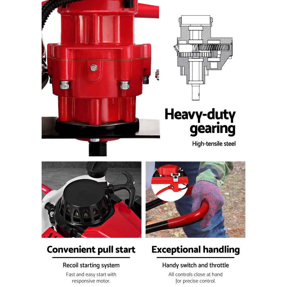 Giantz 80CC Petrol Post Hole Digger 300mm Drill Extension Auger