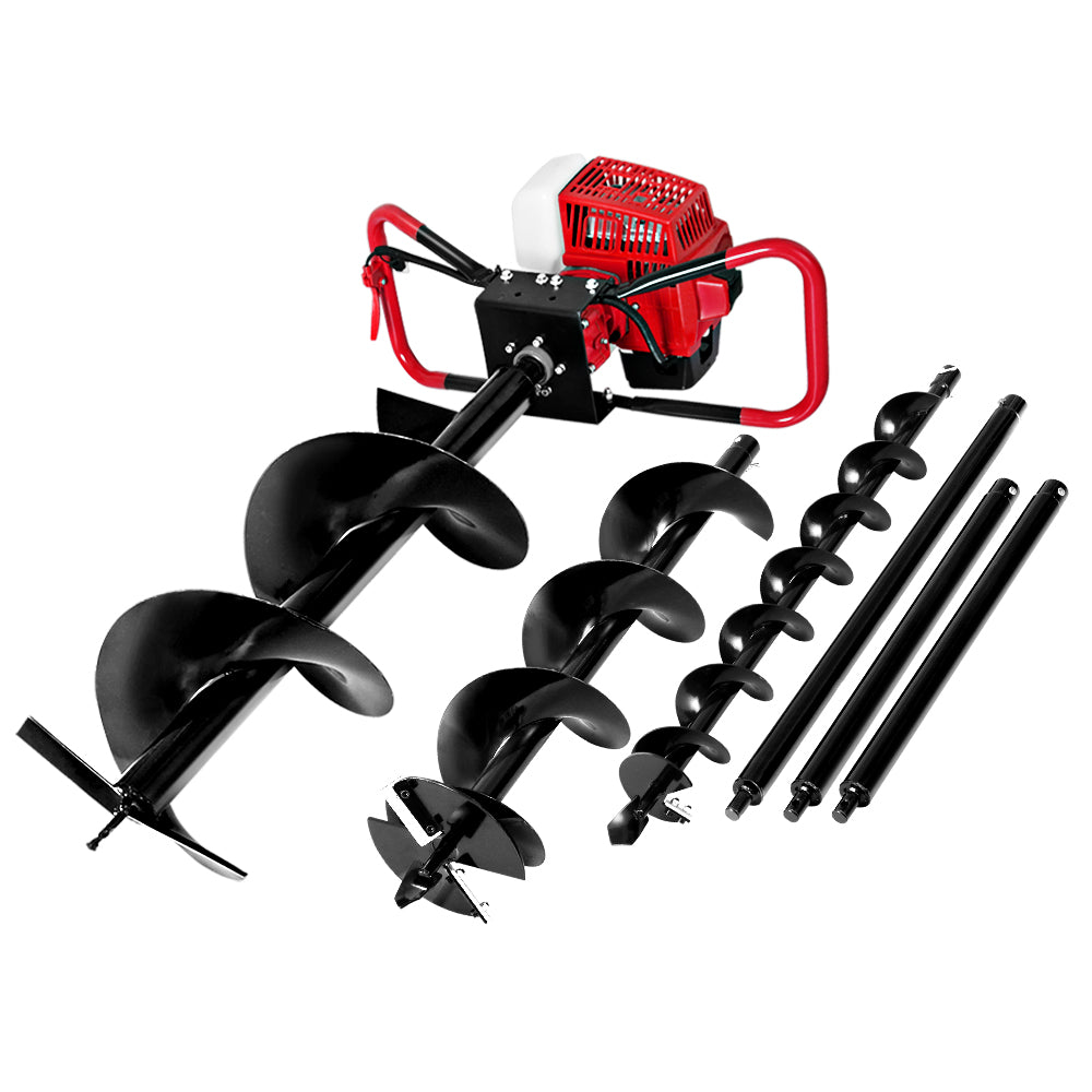Giantz 80CC Petrol Post Hole Digger Drill Kit Extensions