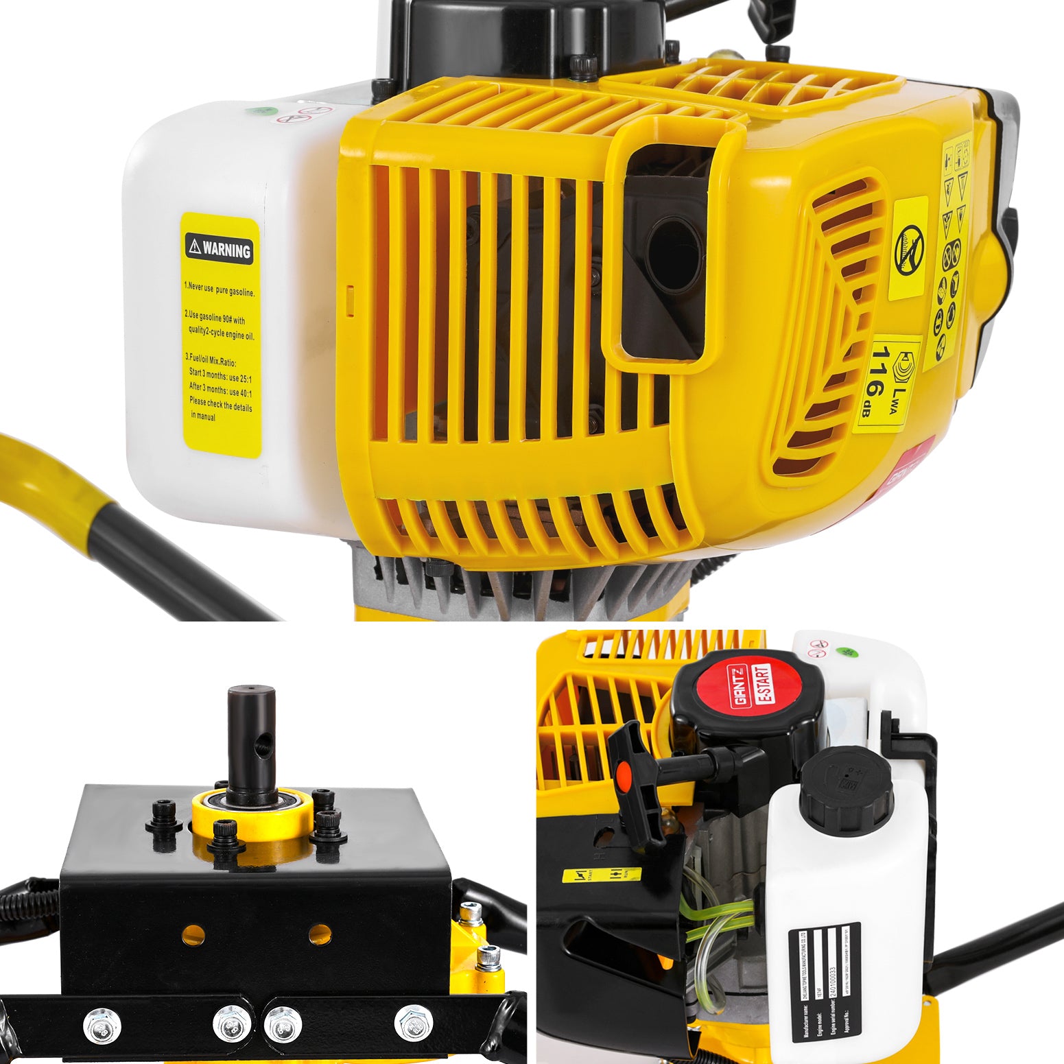 Giantz 74CC Petrol Post Hole Digger Engine Yellow