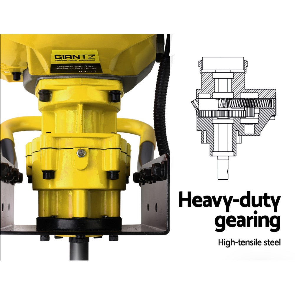 GIANTZ 80CC Petrol Post Hole Digger 300mm Drill Auger Extension