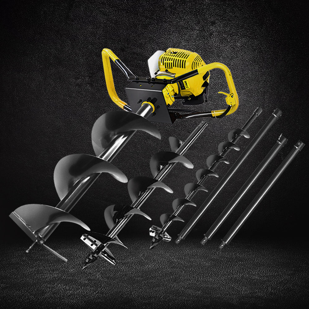 Giantz 80cc Petrol Post Hole Digger with Auger and Extension Kit