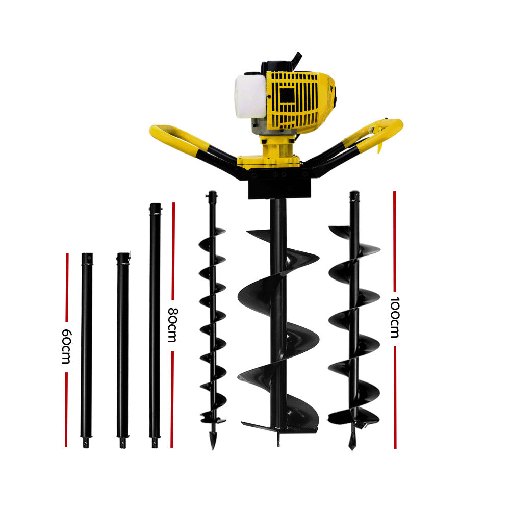 Giantz 80CC Petrol Post Hole Digger Auger Kit Extensions