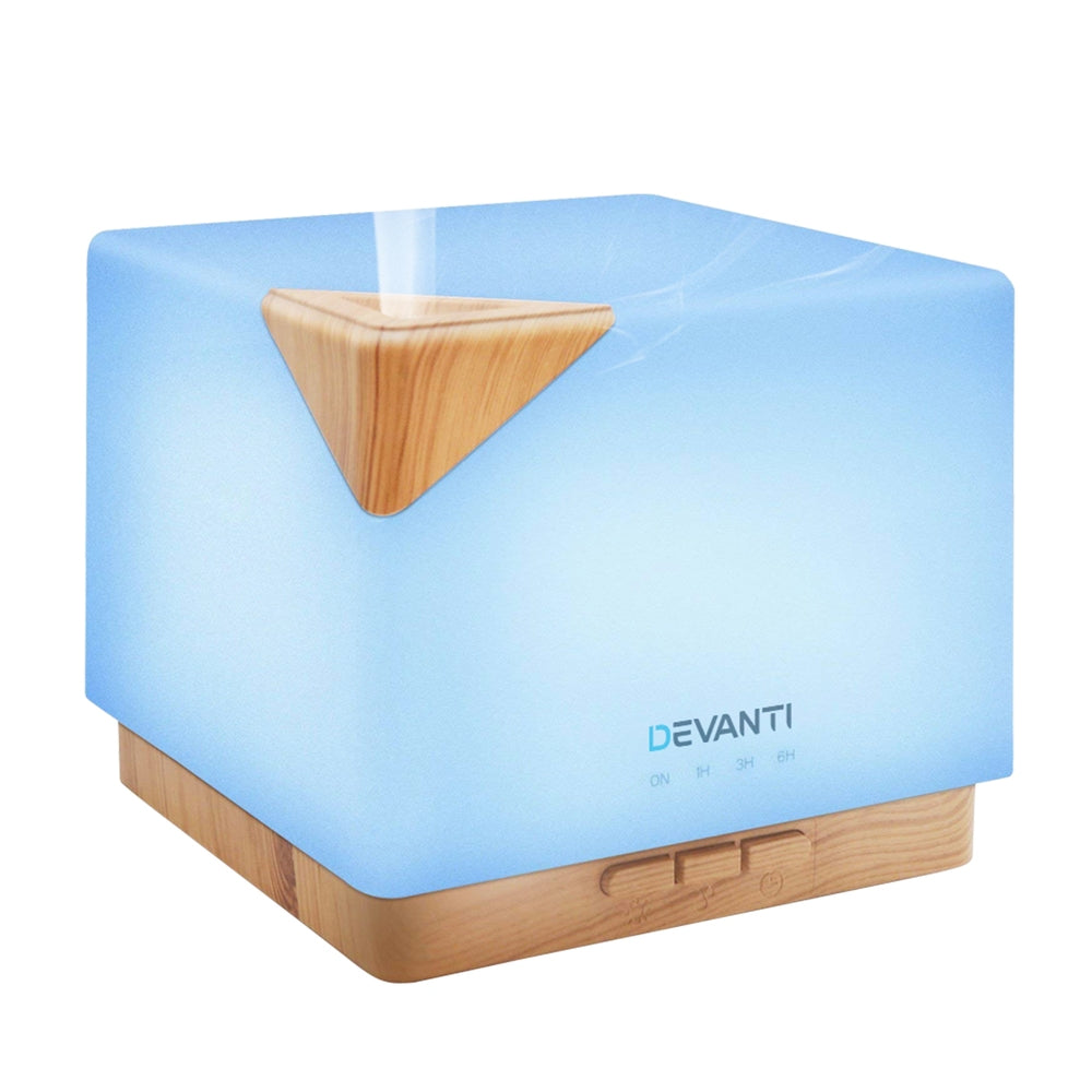 Devanti 600ml Aroma Diffuser Humidifier Light Wood Grain