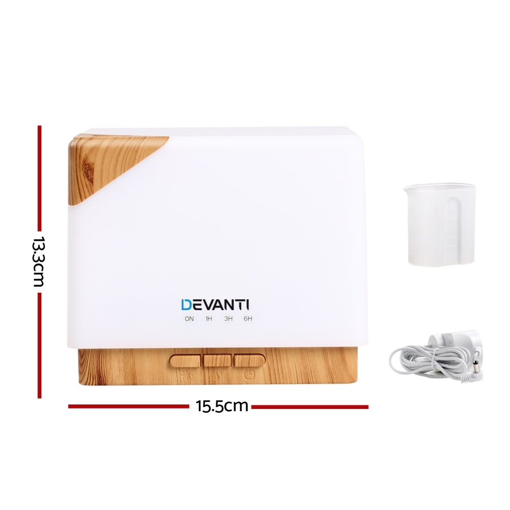 Devanti 600ml Aroma Diffuser Humidifier Light Wood Grain