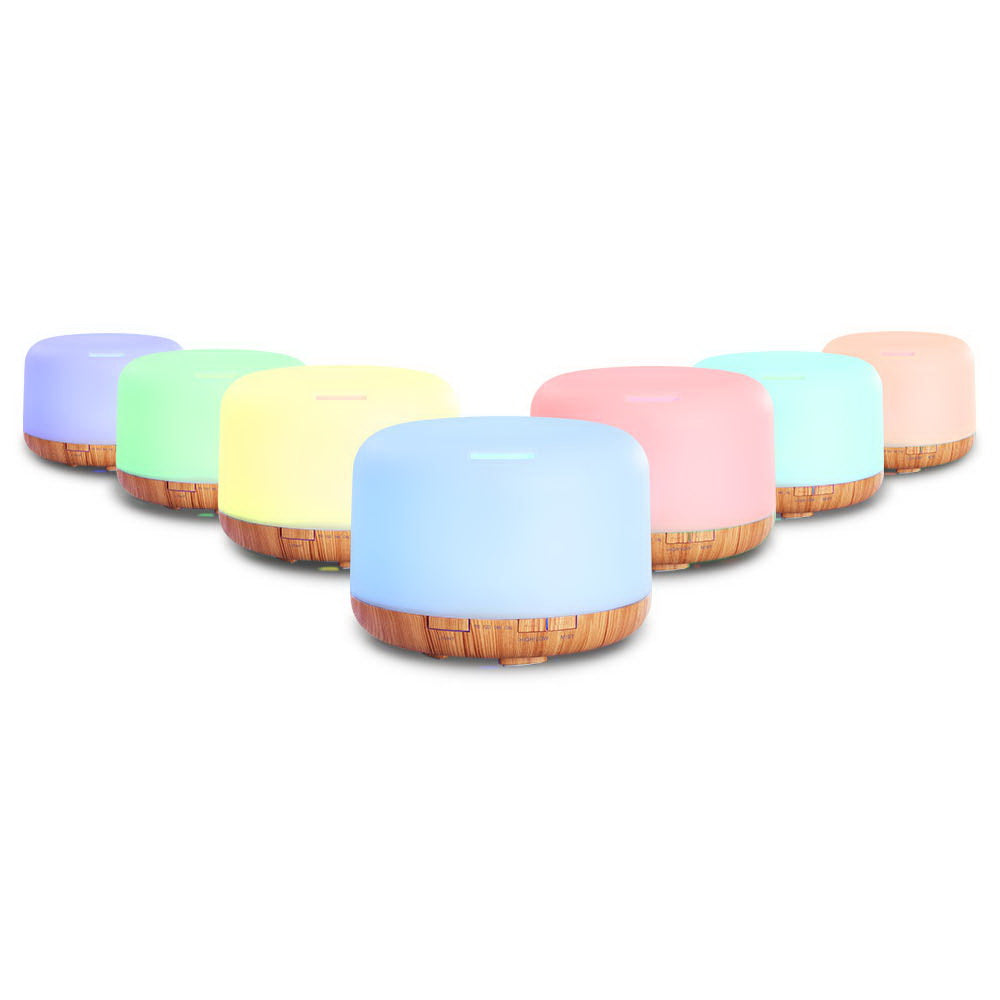 Devanti 500ml Ultrasonic Aroma Diffuser Humidifier White Light Wood
