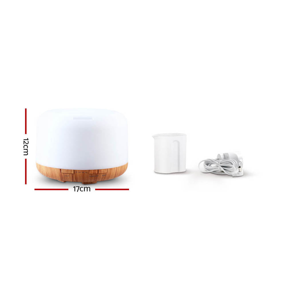 Devanti 500ml Ultrasonic Aroma Diffuser Humidifier White Light Wood