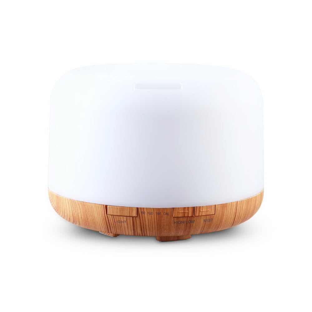 Devanti 500ml Ultrasonic Aroma Diffuser Humidifier White Light Wood