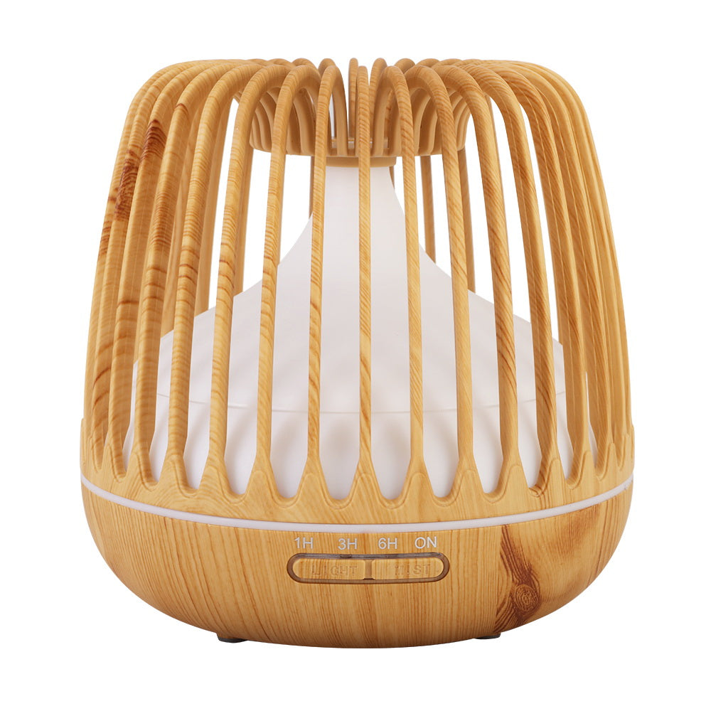 Devanti 500ml Aroma Diffuser Remote Light Wood Grain
