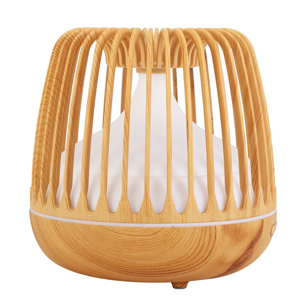 Devanti 500ml Aroma Diffuser Remote Light Wood Grain