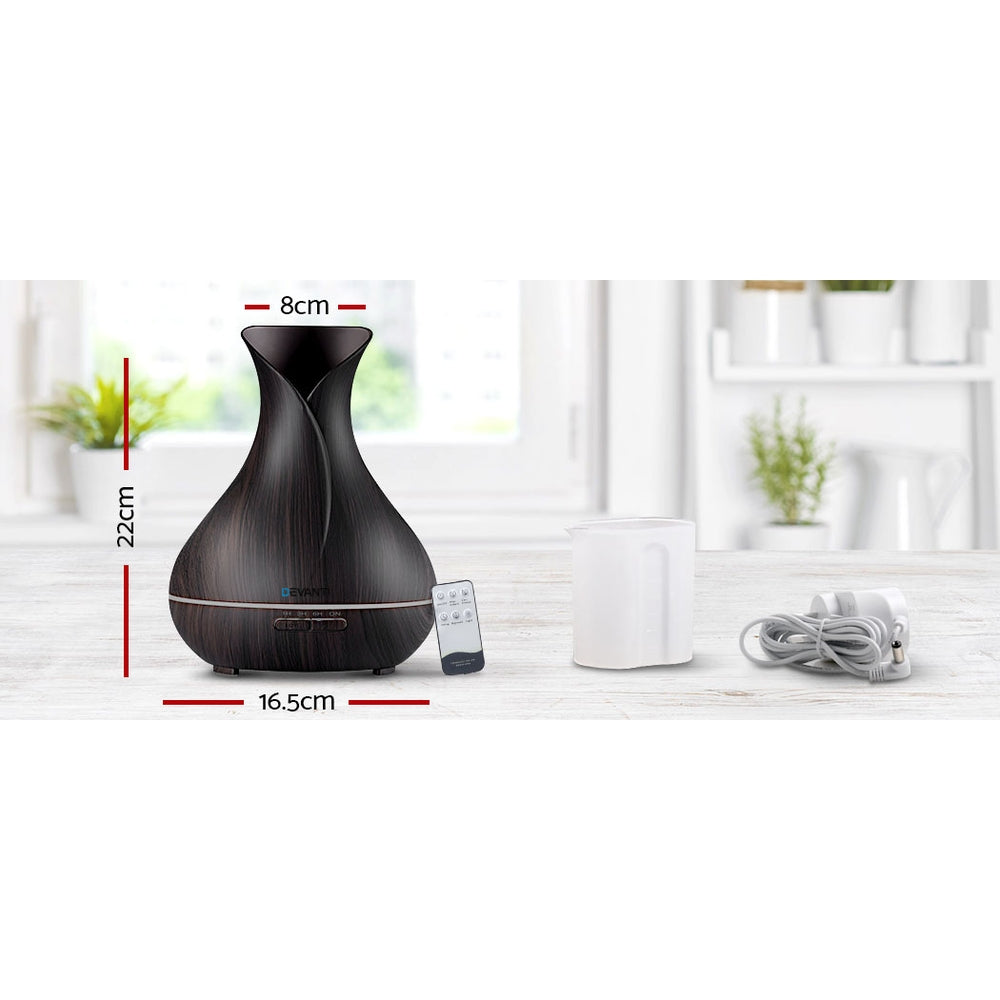 Devanti 400ml Aroma Diffuser Dark Wood Aromatherapy