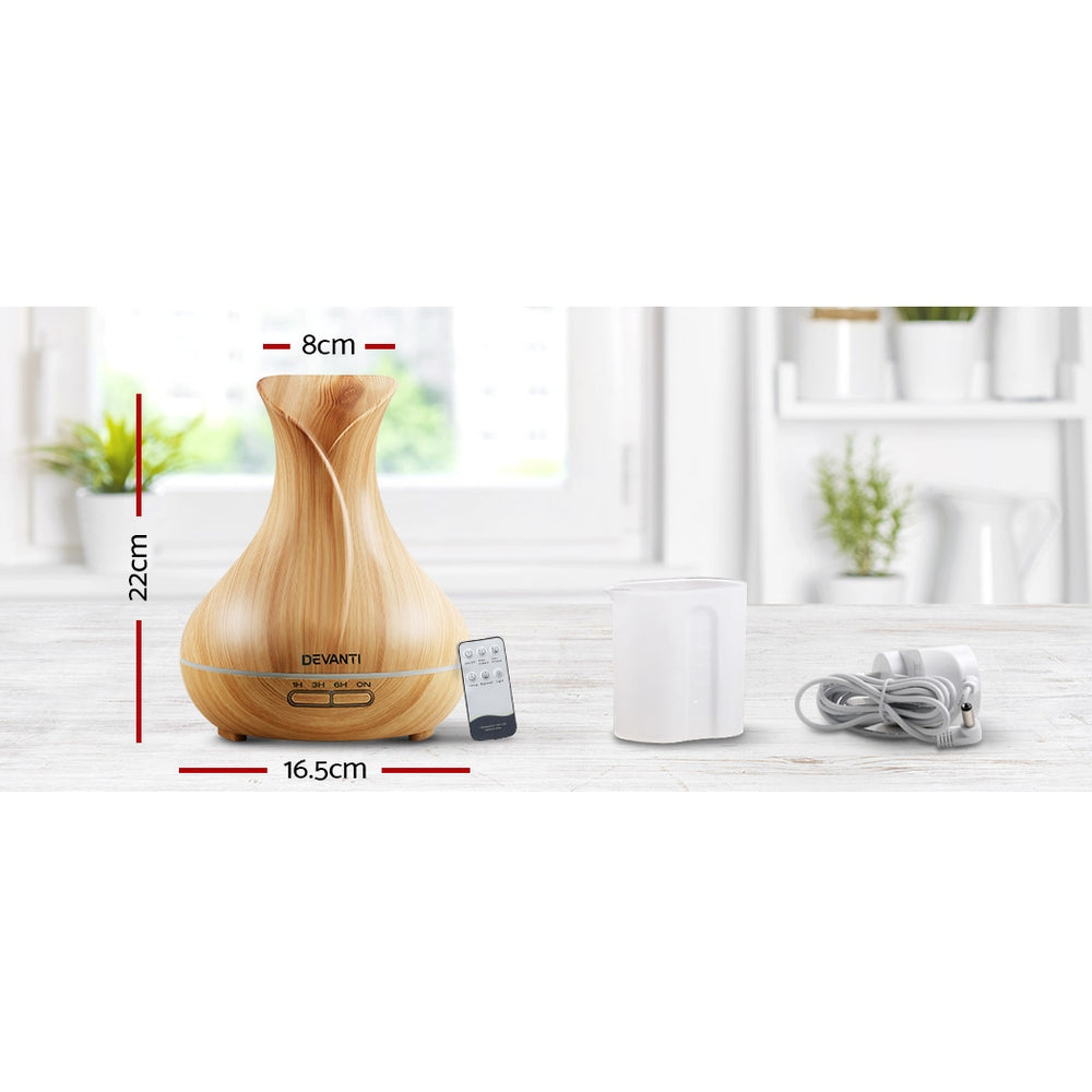 Devanti 400ml Aroma Diffuser Light Wood Aromatherapy