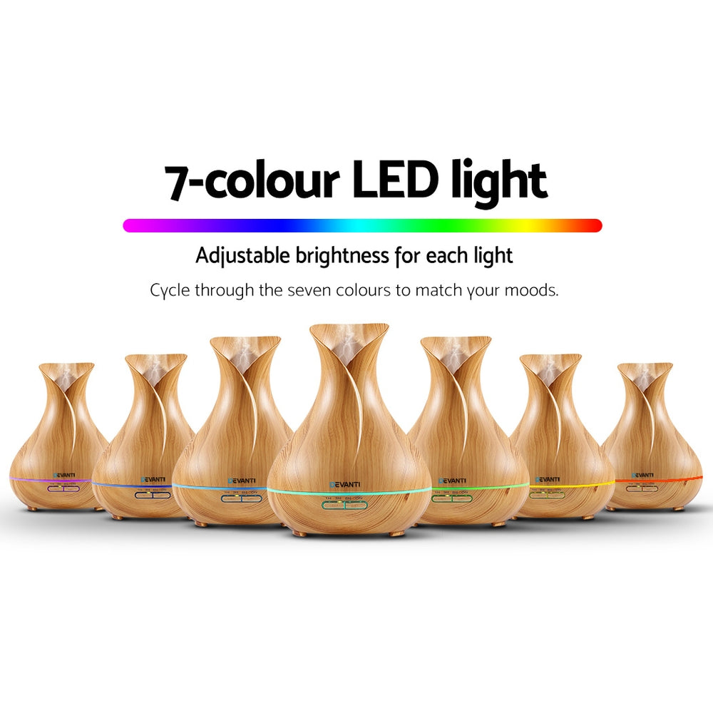 Devanti 400ml Aroma Diffuser Light Wood Aromatherapy