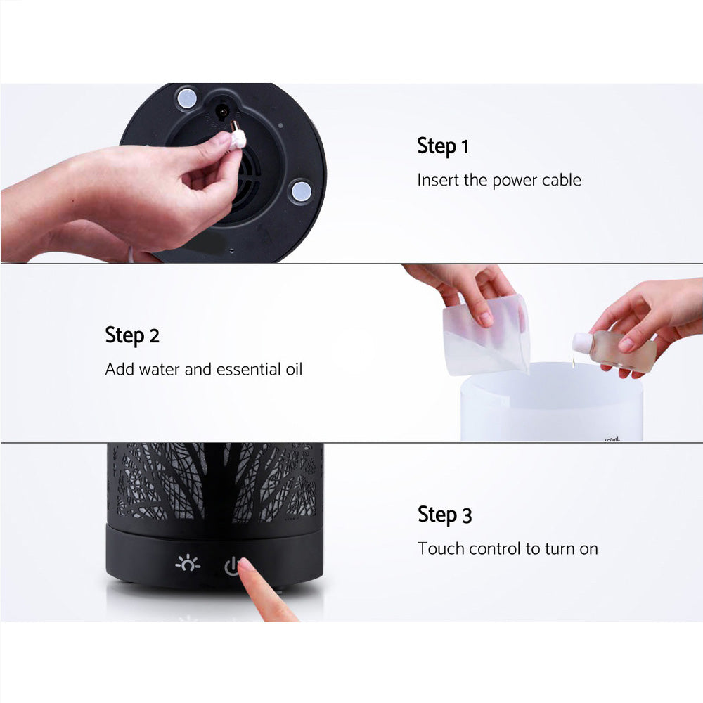 Devanti 160ml Ultrasonic Aroma Diffuser Black Aromatherapy