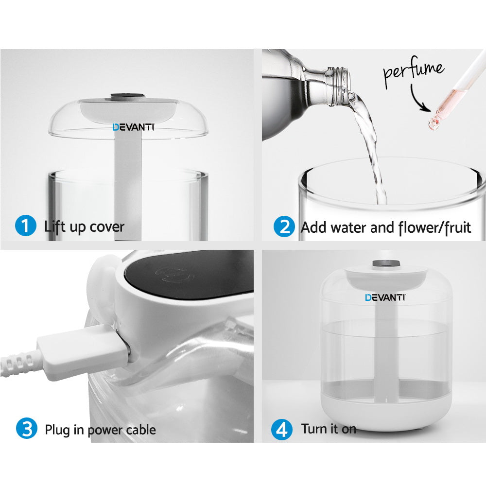Devanti 1L Aroma Diffuser Humidifier White