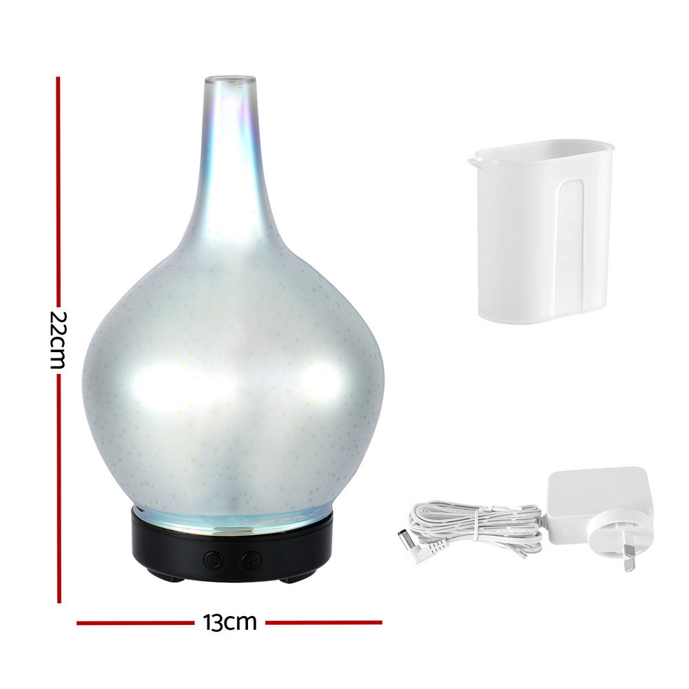 Devanti 100ml Ultrasonic Aroma Diffuser 3D Light Firework Humidifier Dark Wood