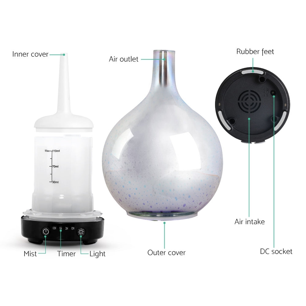 Devanti 100ml Aroma Diffuser 3D Glass LED Night Light