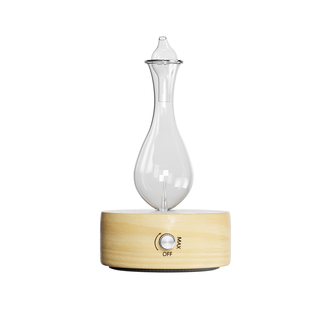 Devanti Waterless Aroma Diffuser Light Wood Glass Aromatherapy