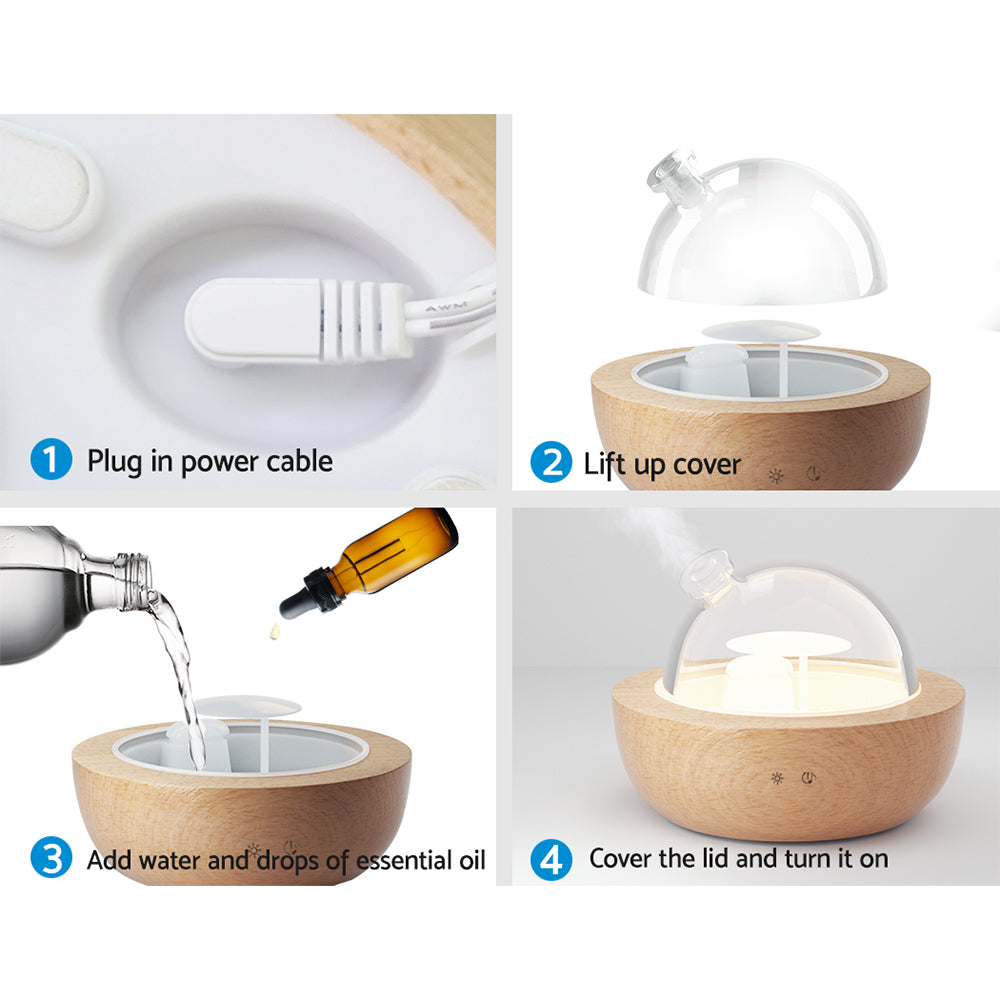 Devanti 200ml Glass Aroma Diffuser Light Wood